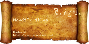Novák Éva névjegykártya